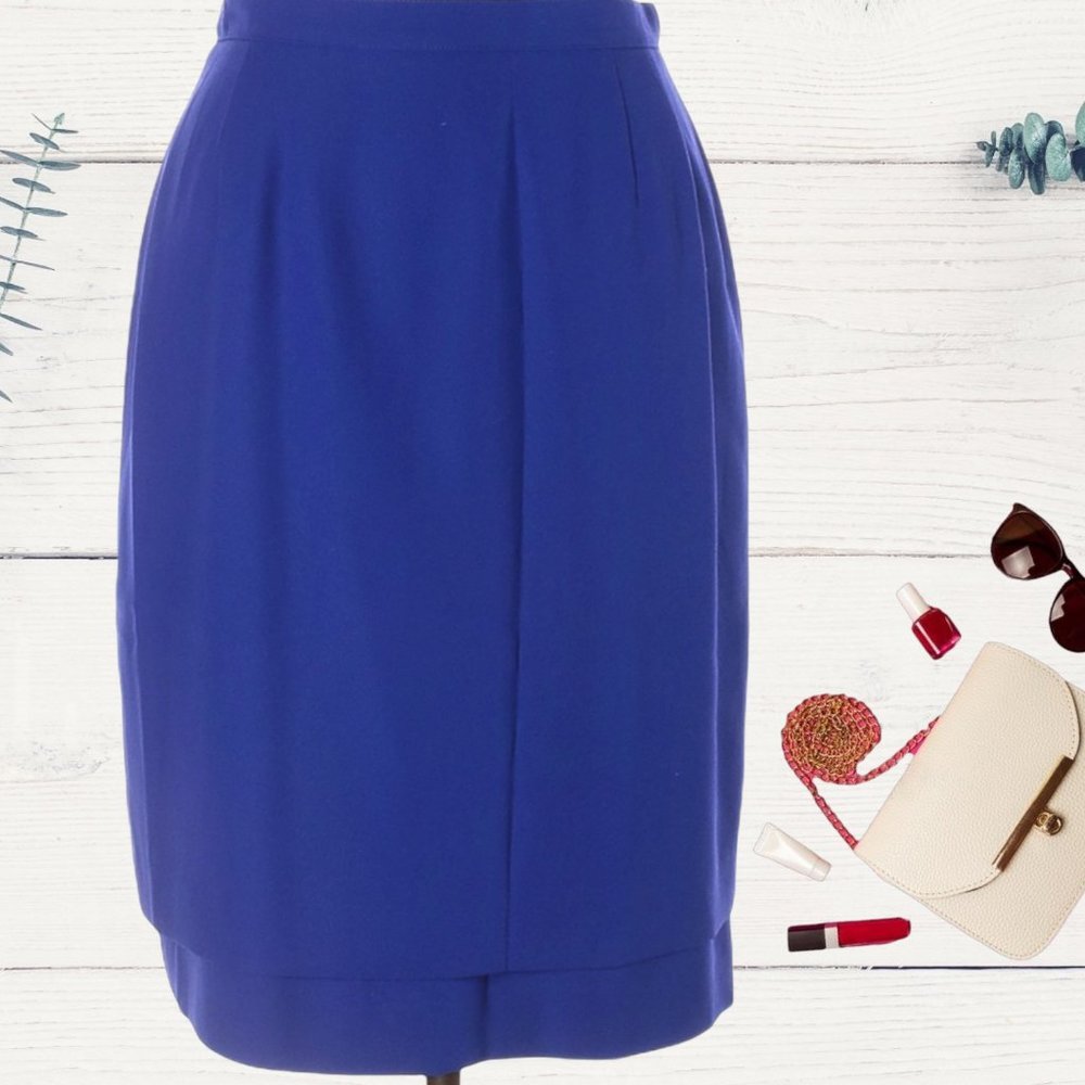 Vintage JBJ Blue Wool Skirt Women’s Size 16 NWT